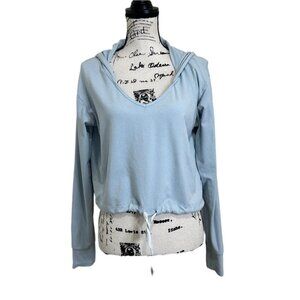 Gymshark Women's Cropped Hoodie Long Sleeve Top Size M Light Blue